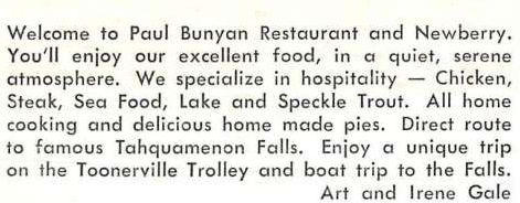 Paul Bunyan Restaurant - Vintage Postcard (newer photo)